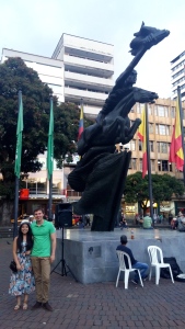 Plaza Bolivar, this time he's naked.